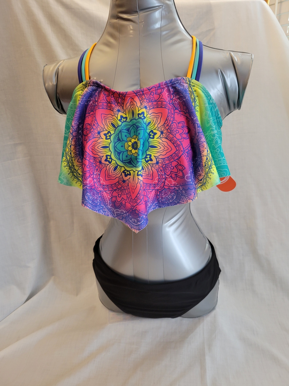 wonder nation Multi-Color Mandala Flounce Tankini Top